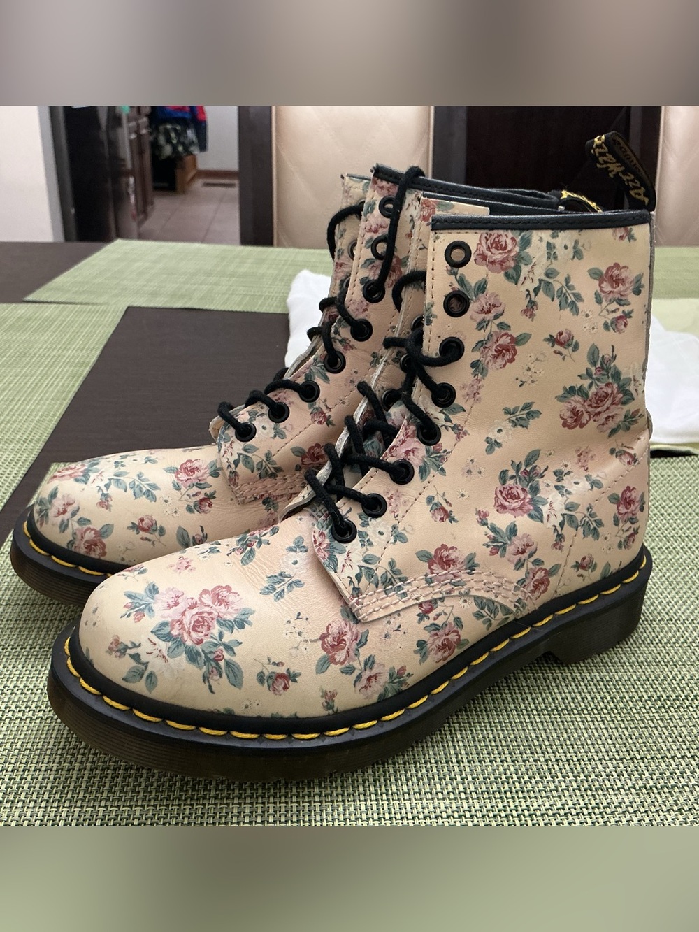 Dr. Martens 1460 Pink Rose Floral Boots Size 7